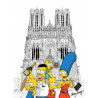 GRAND FORMAT encadré famille Simpson à la cathédrale notre dame de Reims format A3