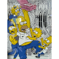 GRAND FORMAT encadré SIMPSON goûter FOSSIER à la cathédrale notre dame de Reims format A3