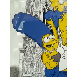 GRAND FORMAT encadré SIMPSON goûter FOSSIER à la cathédrale notre dame de Reims format A3