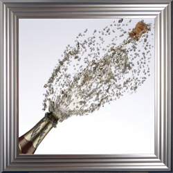 Champagne le bouchon a sauté ! tableau vivifiant belle restitution mouvement et bulles