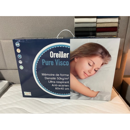 Oreiller PUR - VISCO MEMORY forme SAVONETTE 60 x 40 cm densité 50kg/m3