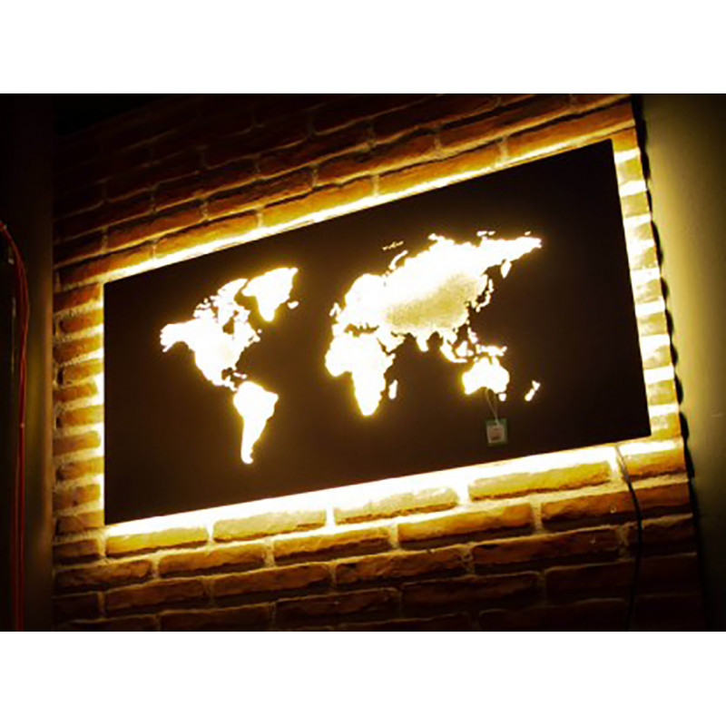 Tableau applique carte du monde LED Kare Design planifiez vos voyages et découvertes