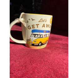 Mug WV BULLI get away Tasse céramique, intérieur 8,5 x largeur 13 x hauteur 9 cm passe au lave vaisselle et au micro-onde