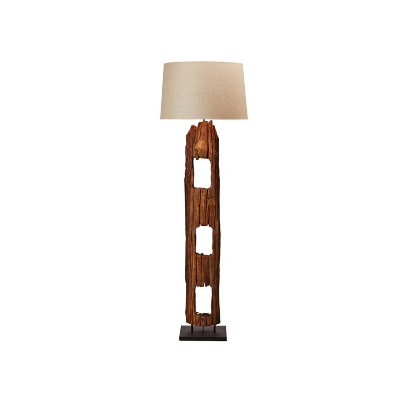 LAMPE LAMPADAIRE bois flotté TECK 175 cm ABAT JOUR design proporsionné