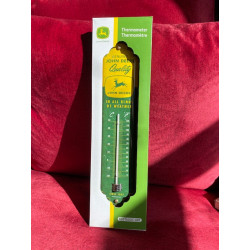 Thermomètre JOHN DEERE JAUNE ET VERT, tôle Métal, 28 x 6.5 x 2 cm utilisation en intérieur ou en extérieur protégé