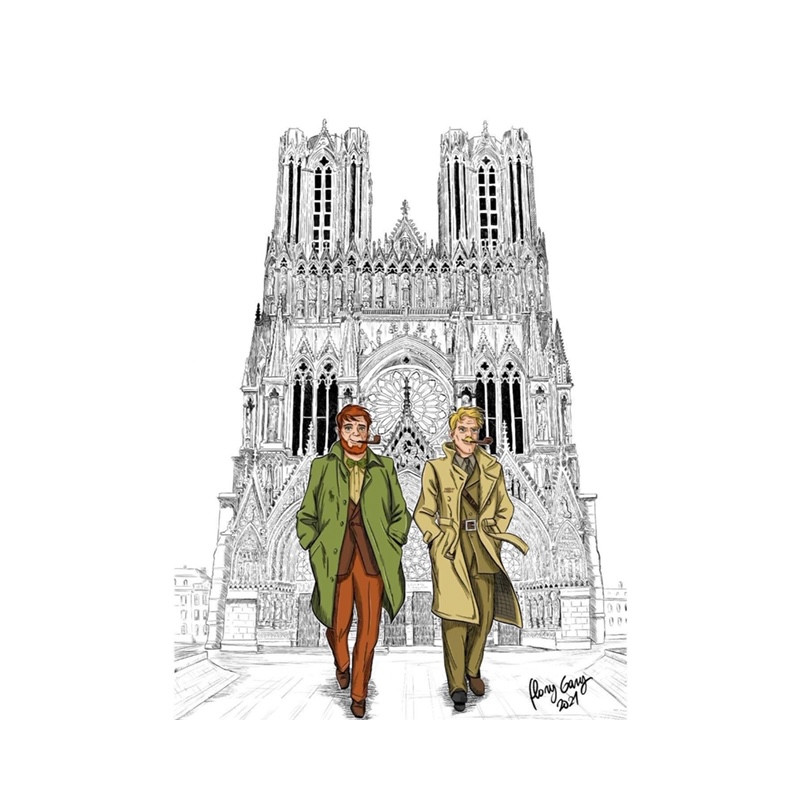 Blake et Mortimer SUR LE PARVIS DE LA CATHÉDRALE NOTRE DAME DE REIMS