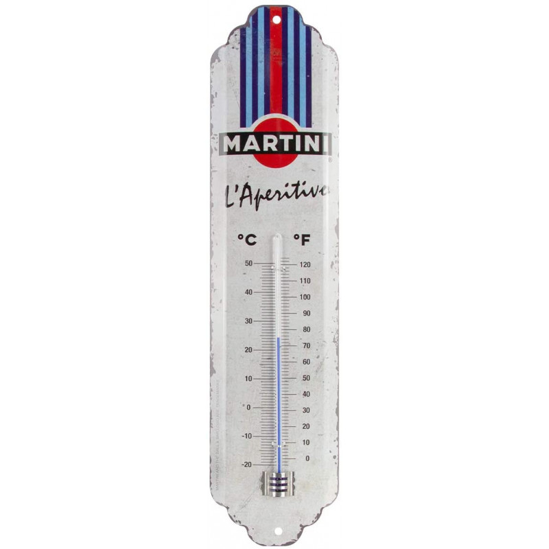 Thermomètre MARTINI sur tôle, Métal, Garage, 28 x 6.5 x 2 cm