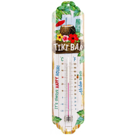 Thermomètre PUNCH tiki bar sur tôle, Métal, Garage, 28 x 6.5 x 2 cm Nostalgic-Art 80140 intérieur extérieur protégé