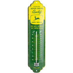 Thermomètre JOHN DEERE JAUNE ET VERT, tôle Métal, 28 x 6.5 x 2 cm utilisation en intérieur ou en extérieur protégé