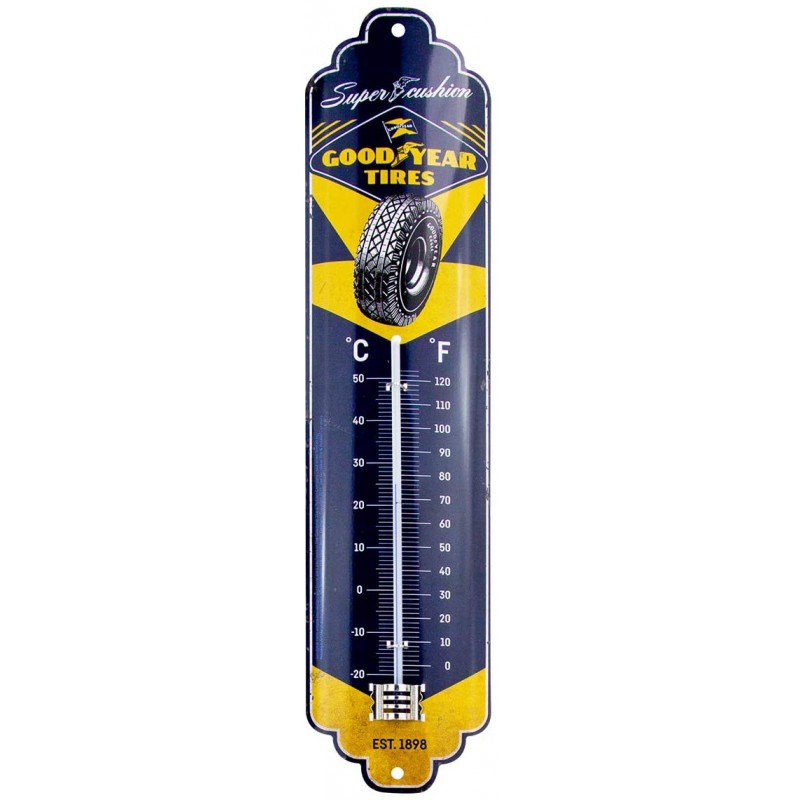Thermomètre GOODYEAR, tôle Métal, 28 x 6.5 x 2 cm utilisation en intérieur ou en extérieur protégé