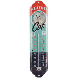 Thermomètre CHAT, tôle Métal, 28 x 6.5 x 2 cm utilisation en intérieur ou en extérieur protégé