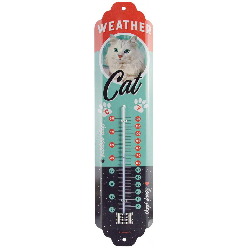 Thermomètre de fenêtre chat noir de métal, 17 cm avec 4 ventouses  puissantes pour fixation intérieure ou extérieure