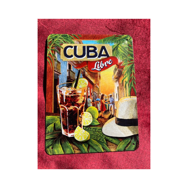 20 x 30 cm CUBA libre Idée Cadeau Métal Design Retro Décoration COCKTAIL SOIREE FESTIF