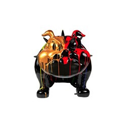 Boule dog street art BANDIT Hauteur 100 cm Sculpture PEPS statue en résine FINTION BRILLANTE