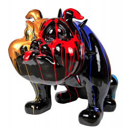 Boule dog street art BANDIT Hauteur 100 cm Sculpture PEPS statue en résine FINTION BRILLANTE