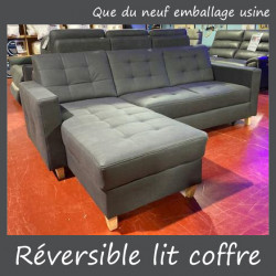 BERGEN salon d'angle gauche réversible COFFRE + RELAX FAMILIALE