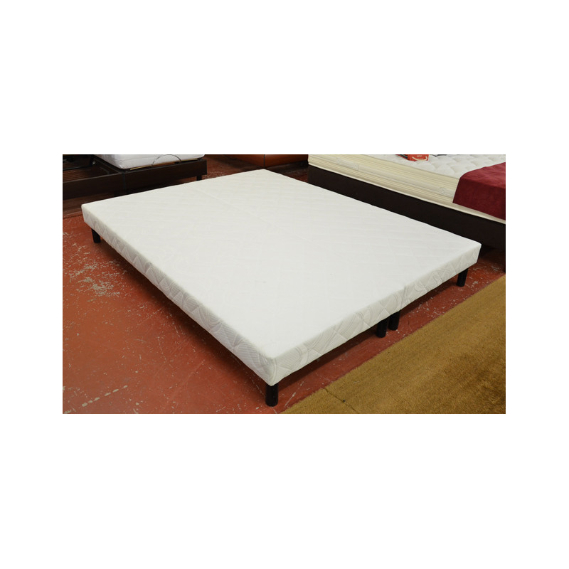 Sommier LATTES 2 x 70 X 190 TAPISSIER AISY tissu BLANC garantie 60 mois