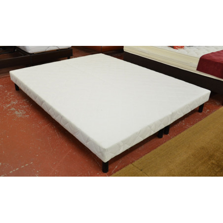 Sommier LATTES 2 x 70 X 190 TAPISSIER AISY tissu BLANC garantie 60 mois