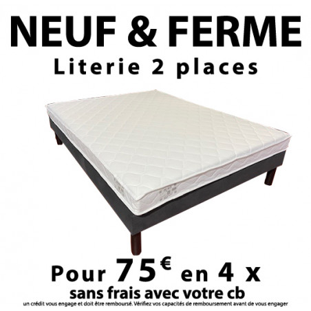 NEUF & FERME literie 2 personnes 140*190 MATELAS + SOMMIER + PIEDS fabriqué en Belgique
