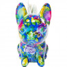 KARE DESIGN bull-dog fleurs Tirelire fond BLEU Trop mignon, faire plaisir à coup sûr !