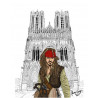 Le capitaine Jack Sparrow (pirates des caraibes) vous souhaite la bienvenue SUR LE PARVIS DE LA CATHÉDRALE NOTRE DAME DE REIMS