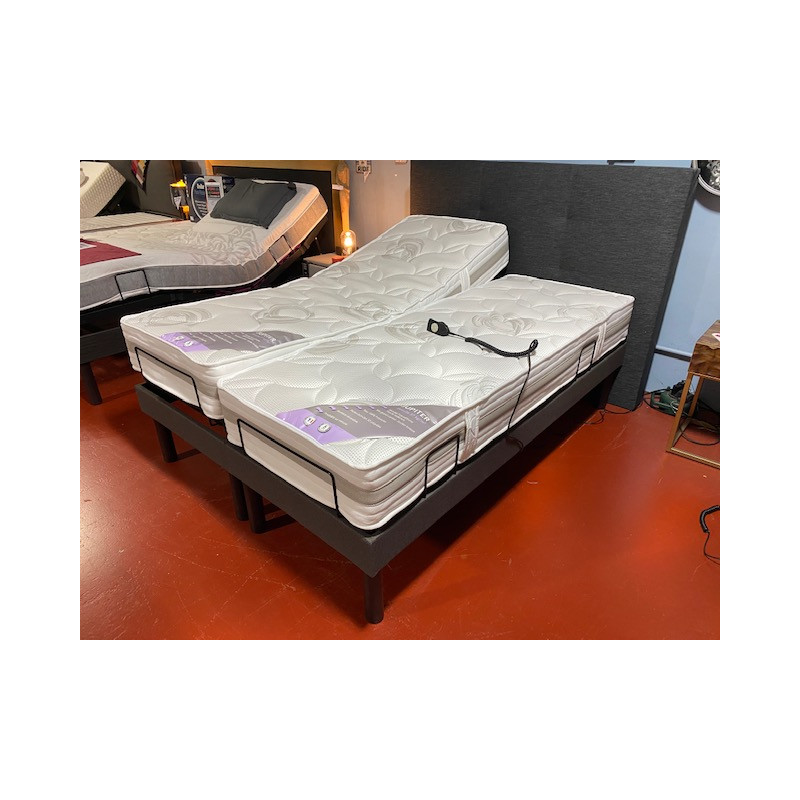 LITERIE tpr BI-LATTES 2*70*190 articulé 5 plis Têtes & Pieds relevables Matelas EPAIS