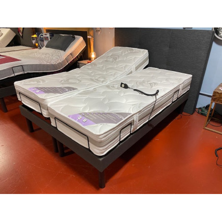 LITERIE tpr BI-LATTES 2*70*190 articulé 5 plis Têtes & Pieds relevables Matelas EPAIS