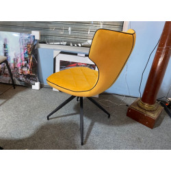 ST1808 503 CHAISE TISSU JAUNE - chaise de salle à manger design et bon maintien finition piquage diamant gallon noir