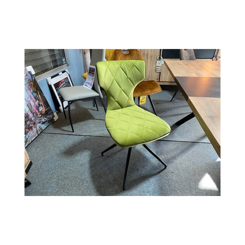 ST1808 503 CHAISE TISSU VERT - chaise de salle à manger design et bon maintien finition piquage diamant gallon noir