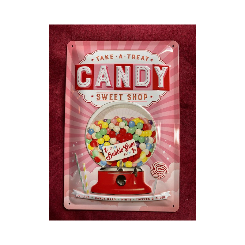 20 x 30 cm BONBONS Candy  idée Cadeau Métal Design Retro Décoration
