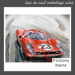 FERRARI Le Mans la belle voiture rouge évocation P34 TABLEAU toile sur CADRE