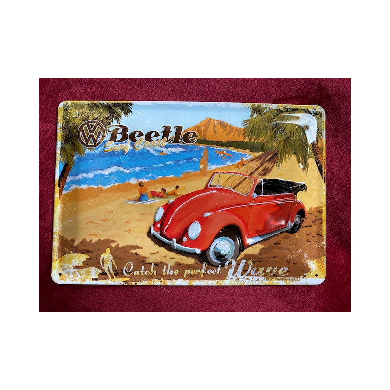 30 x 20 cm Coccinelle COX décapotable cabriolet Beetle idée Cadeau Métal Design Retro Décoration