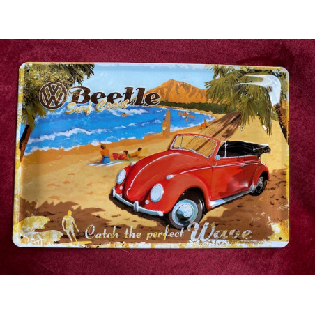 30 x 20 cm Coccinelle COX décapotable cabriolet Beetle idée Cadeau Métal Design Retro Décoration