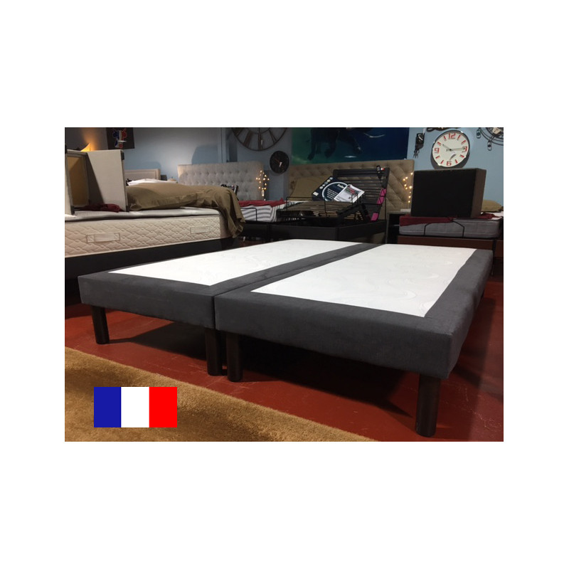 Déco 2*90*200 DUO lattes sommier TAPISSIER tour en coton GRIS COUCHAGE FERME & SOLIDE 180 200