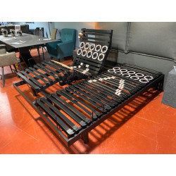 Sommier TPR plots épaules 2x80x200 articulé 5 plis dos OUVRANT grand couchage ergonomique TELECOMMANDE sans fil