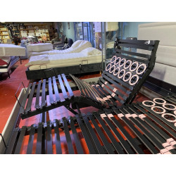 Sommier TPR plots épaules 2x90x200 articulé 5 plis dos OUVRANT grand couchage ergonomique TELECOMMANDE sans fil