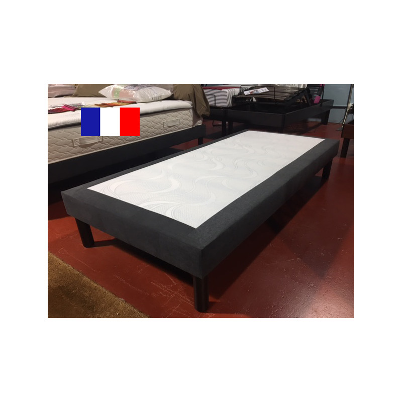 Déco 90*200 lattes sommier TAPISSIER qualité hôtellerie contour en coton GRIS