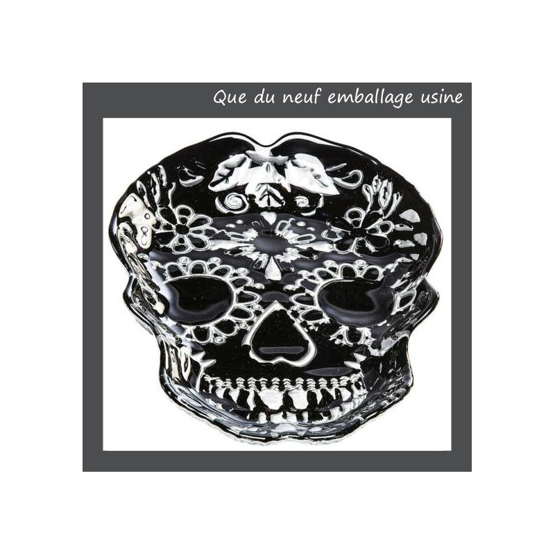 Coupe Tête de mort Skull noir 41cm plat de présentation