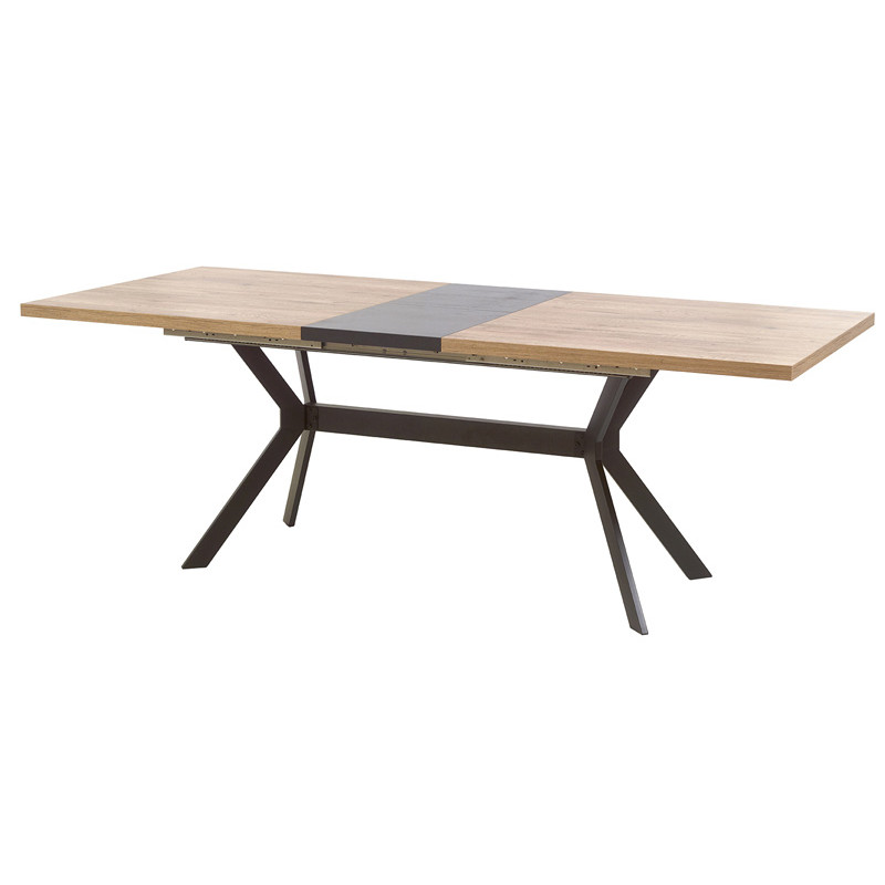 NETO table 230 cm de salle à manger AVEC RALLONGE couleur SCARLET OAK esprit INDUSTRIEL ATELIER TF2003