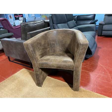 Cabriolet INDUSTRIEL ONE esprit club CHESTER fauteuil FELEK II ASPECT CUIR VIELLI REVETEMENT tissu microfibre