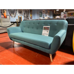 2T Somero canapé 3 places ENCOMBREMENT REDUIT esprit scandinave DESIGN & CONFORTABLE disponible en bleu canard pieds bois clair