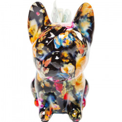 KARE DESIGN bull-dog fleurs Tirelire fond NOIR