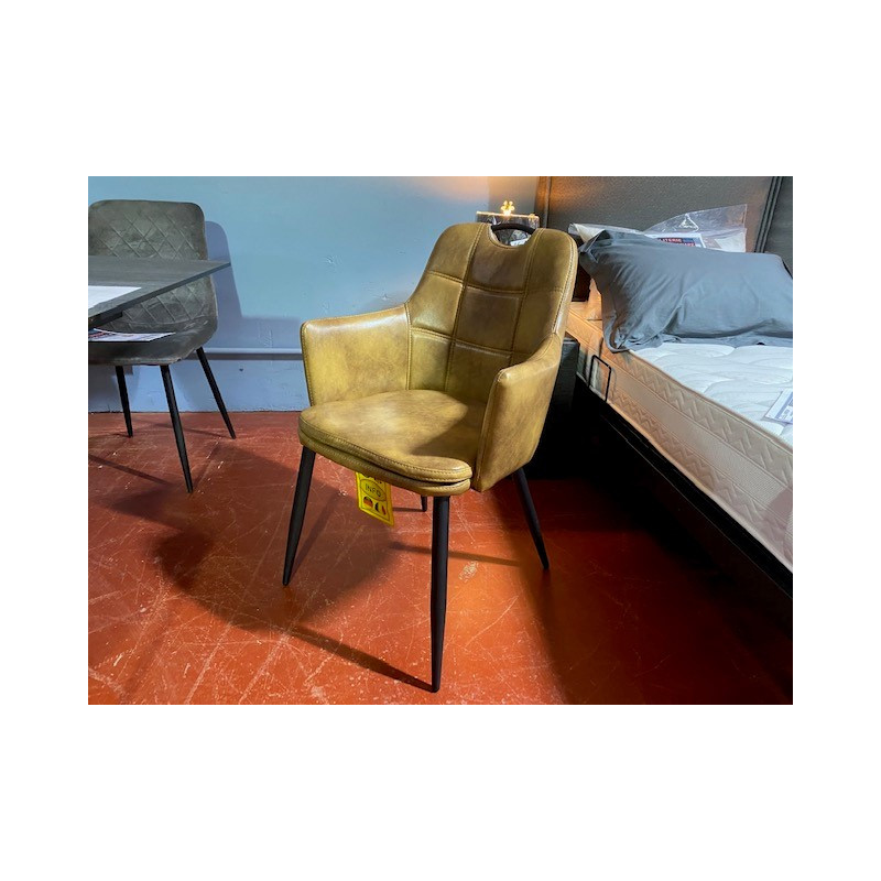 ST1809 503 cognac - chaise de salle à manger avec accoudoirs design et bon maintien