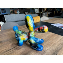Chien ACCROUPI ballon, qualité gallerie d'art, PEINTURE de qualité, esprit Mikael Jackson ROI de la POP, finition mains