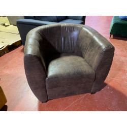 NEWTON fauteuil esprit INDUSTRIEL club VINTAGE microfibre aspect cuir vieilli