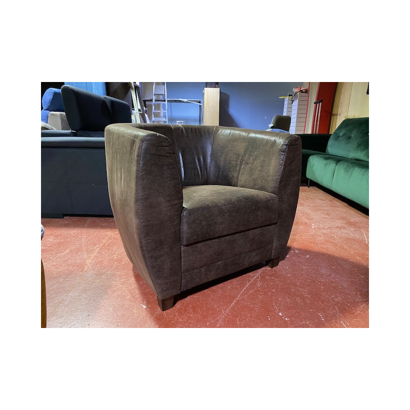 NEWTON fauteuil esprit INDUSTRIEL club VINTAGE microfibre aspect cuir vieilli