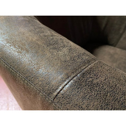 NEWTON fauteuil esprit INDUSTRIEL club VINTAGE microfibre aspect cuir vieilli