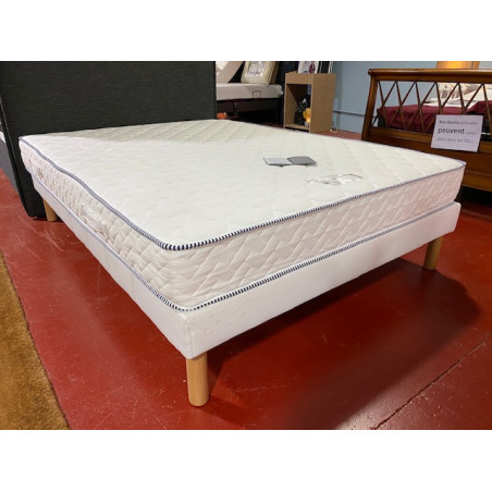 FERME literie 140*190 Matelas antiallergie + Sommier lattes bois + Pieds massif CONFORT ANTI-TRANSPIRANT