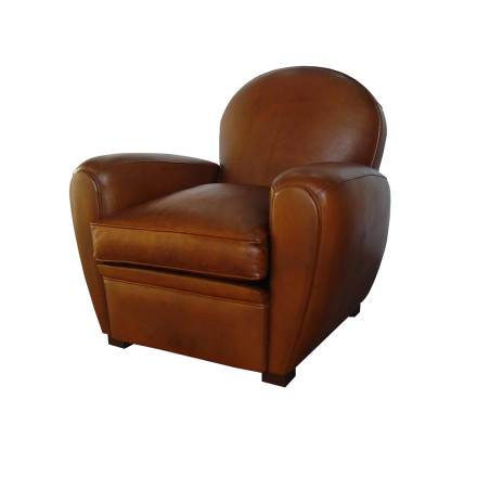 CLUB 100 % cuir Véritable BASANE de mouton FABRICATION TRADITIONNELLE vrai fauteuil teinté, patiné et ciré à la main