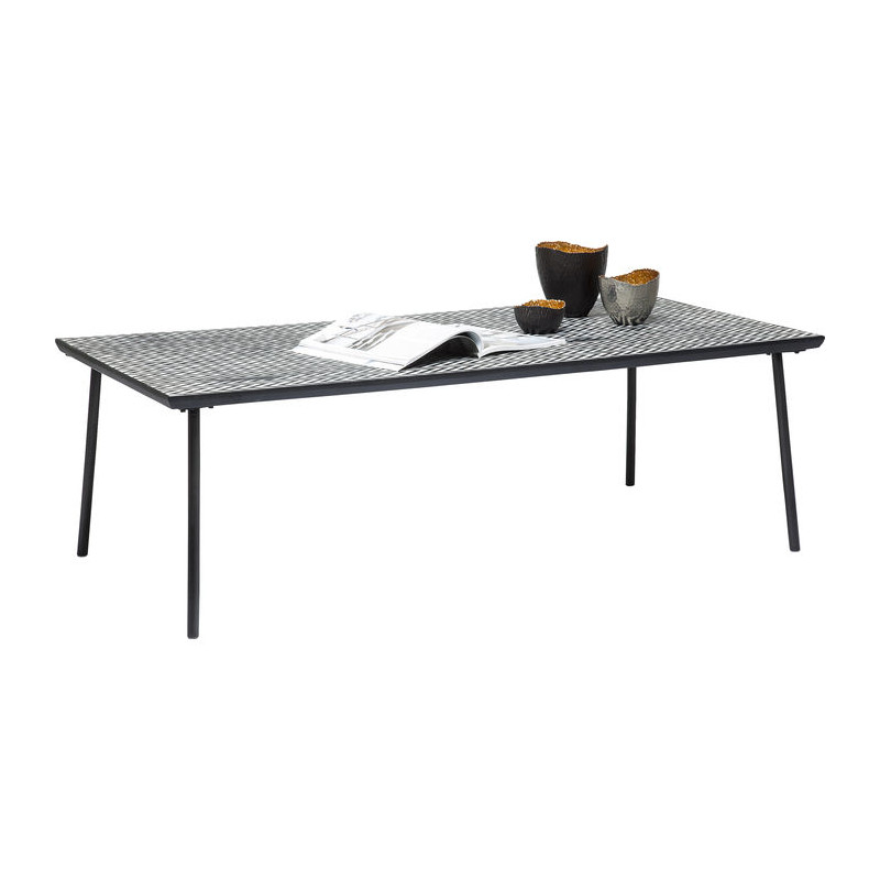 Kare design GRAND TABLE basse DE SALON thekla k79732 140 x 70cm MOTIFS géométriques zébre BASE NOIRE